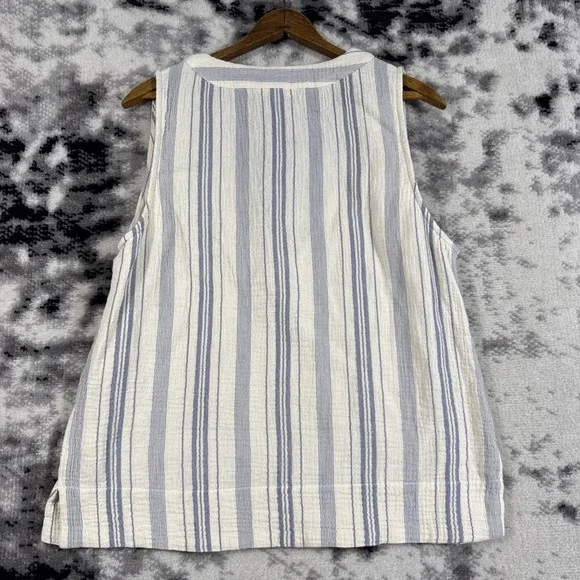 Faherty Organic Cotton Top Womens Small Gauze Striped Sleeveless Comfort‎ Casual - Picture 2 of 10